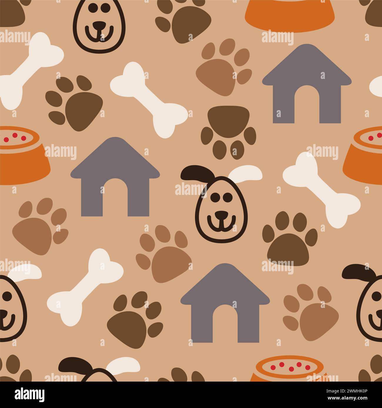 vector seamless dog pattern Stock Vector