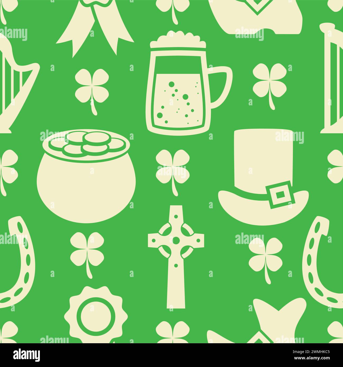 vector seamless pattern of irish St. Patrick's Day Stock Vector