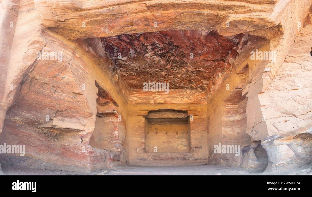 Wadi Musa, Jordan - A view of the interior of the Palace Tomb in Petra, Jordan Stock Photo