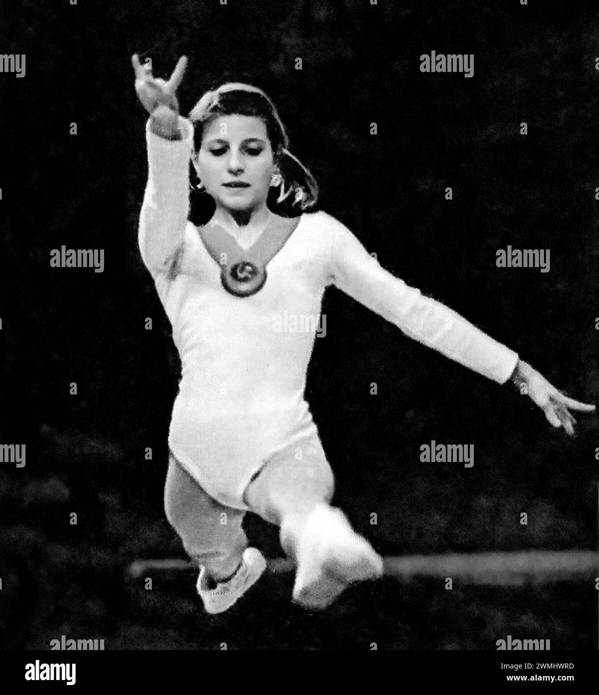 Olga Korbut. Portrait of the Belarusian gymnast, Olga Valentinovna Korbut (b. 1955), c. 1972 Stock Photo