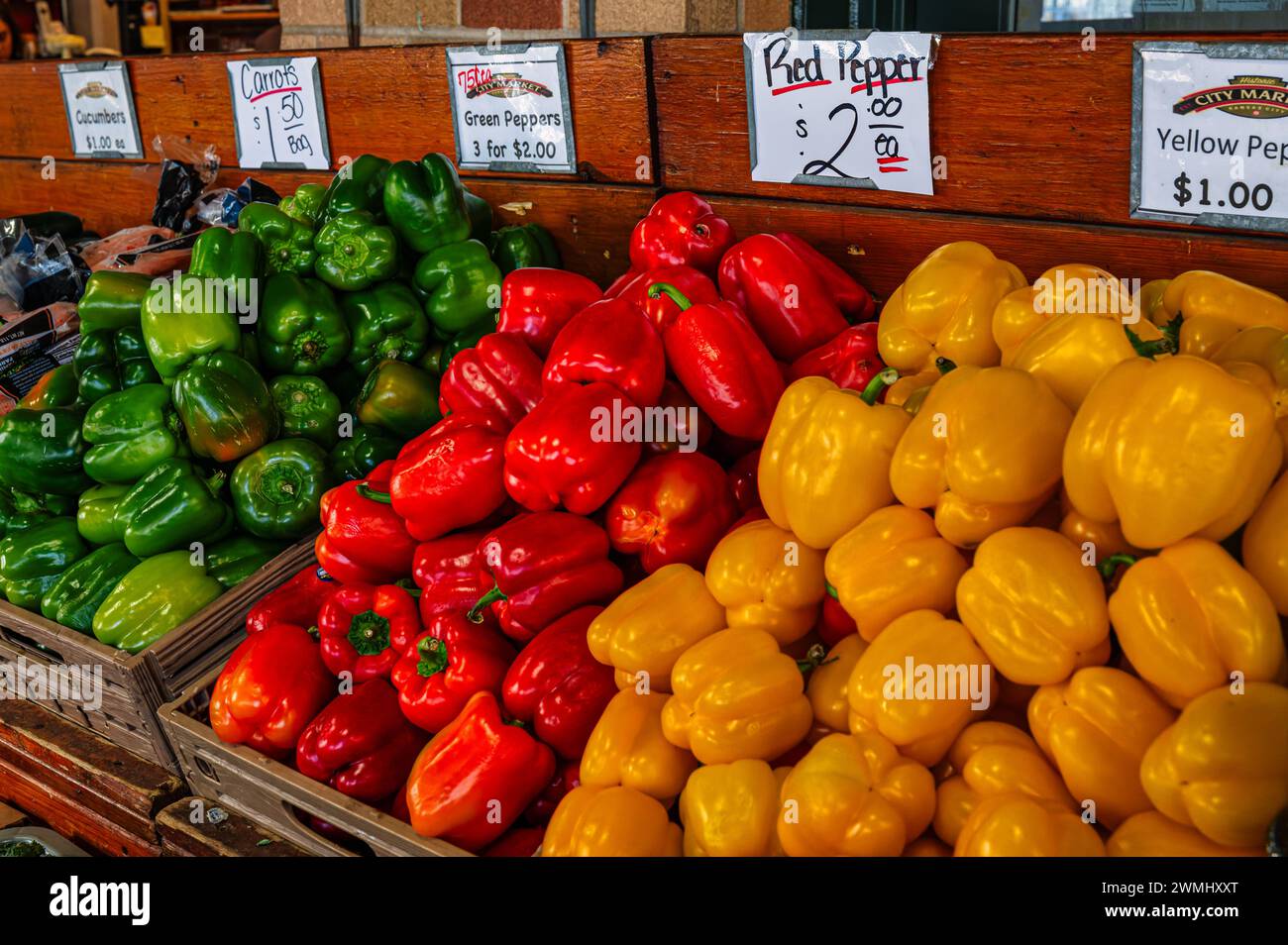 The colorful bell peppers in the local market Stock Photo - Alamy