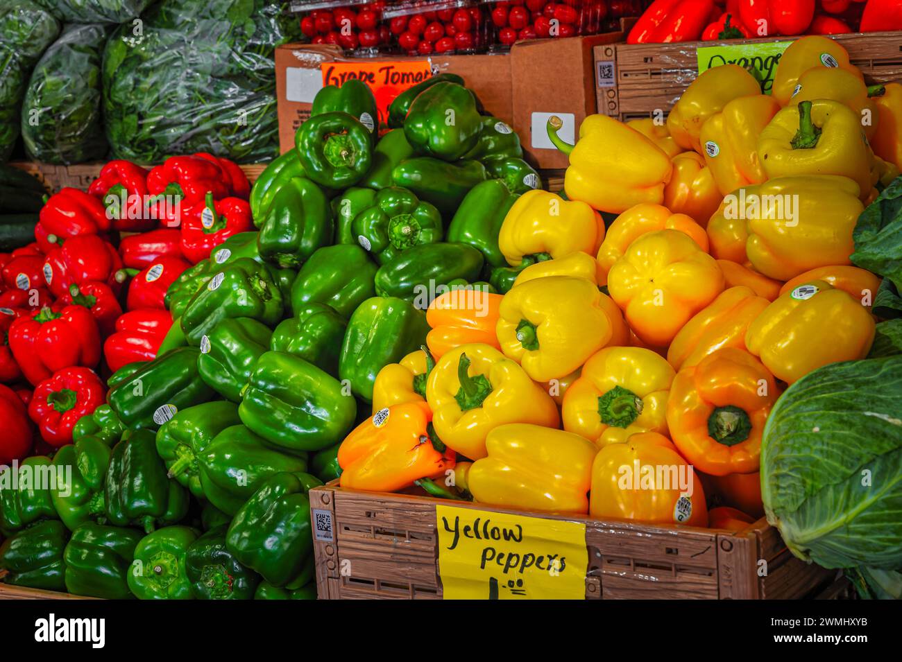 The colorful bell peppers in the local market Stock Photo - Alamy