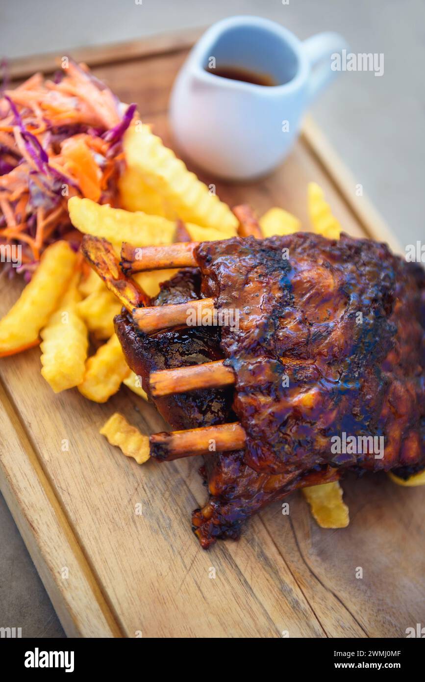 Pork ribs french fries hi-res stock photography and images - Alamy