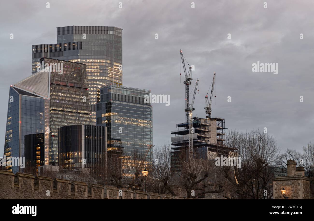 London, UK - Feb 15, 2024 - View of skyscraper in the business district ...
