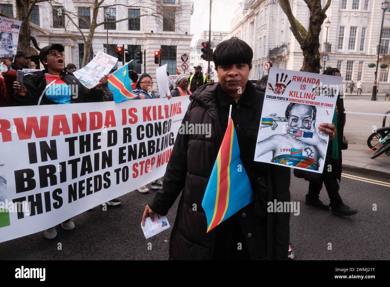 London, UK. 24th Feb, 2024. London, UK. February 24, 2024. Stand for DR Congo march. (Photo by Joao Daniel Pereira/Sipa USA) Credit: Sipa USA/Alamy Live News Stock Photo