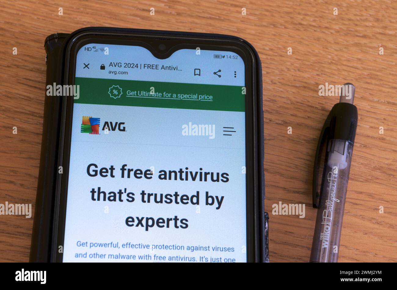 AVG Anti-Virus Software Website On An Android Smartphone Stock Photo