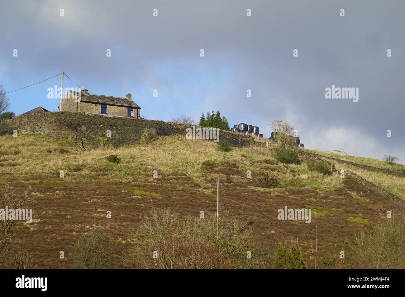 A house on the top of a hill in Birch Vale, Derbyshire Stock Photo Alamy