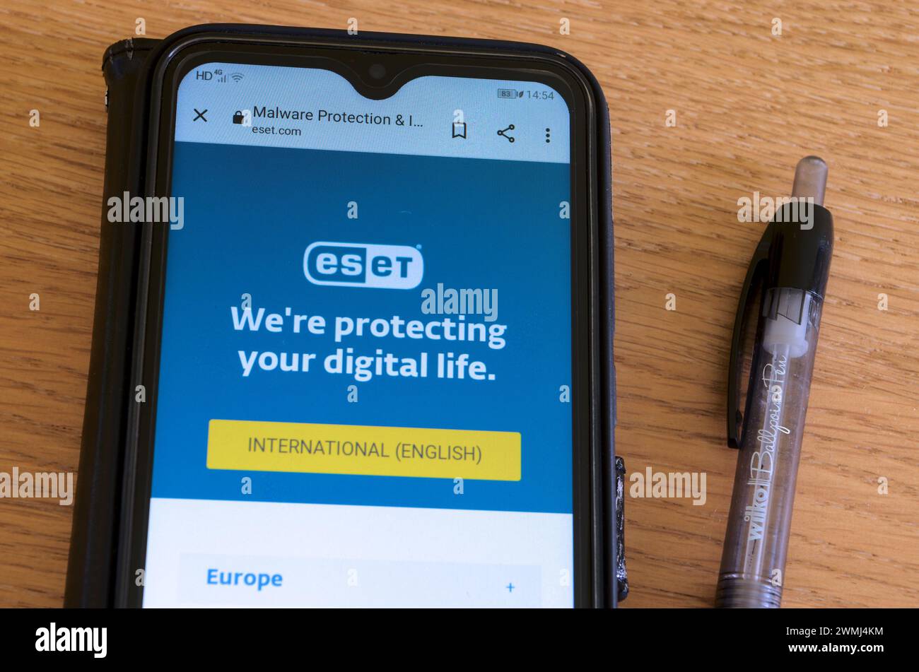 ESET Anti-Virus Software Webpage Website on an Android Smartphone Stock Photo