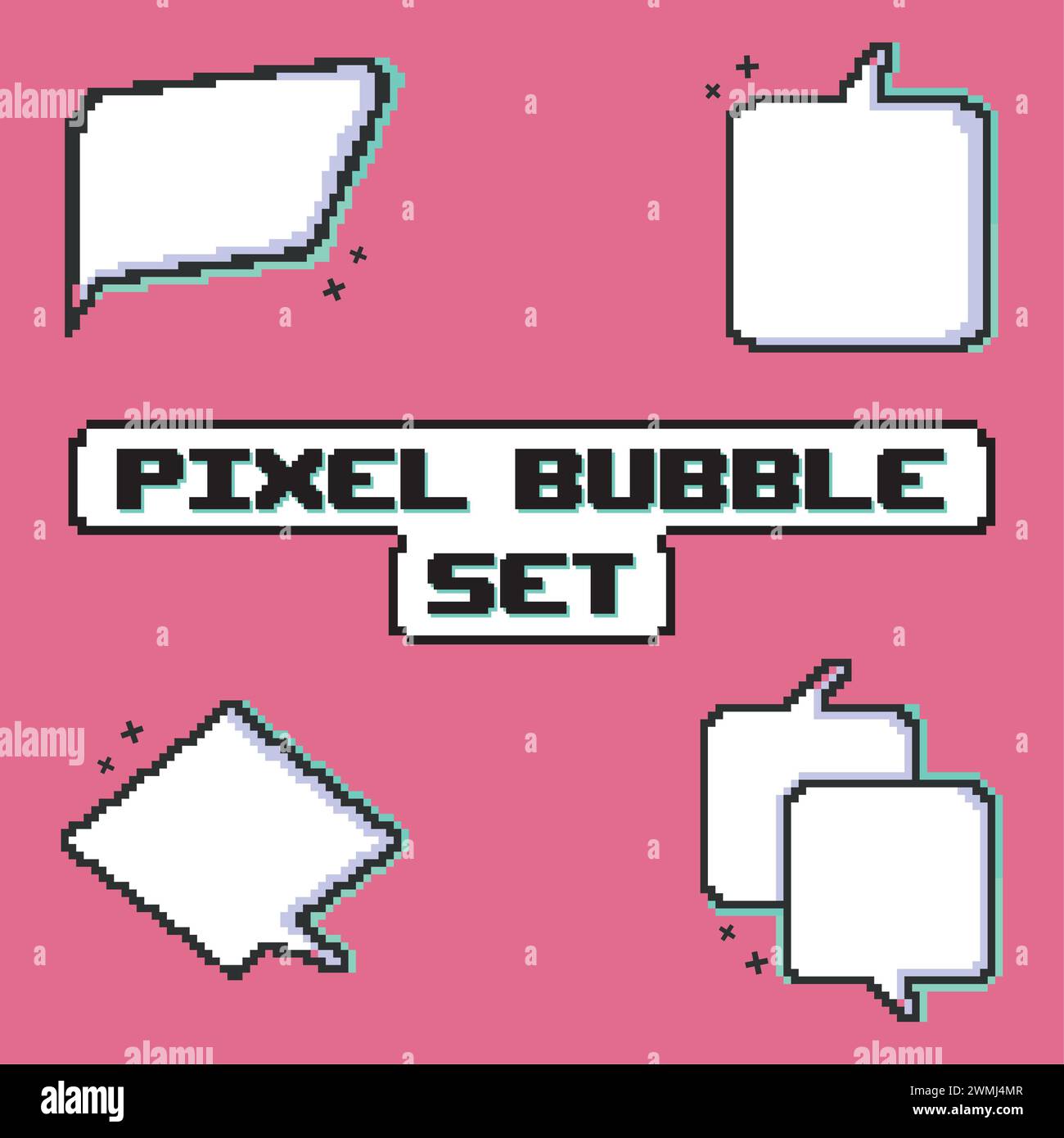 Pixelated comic bubble chats Set Vector Stock Vector