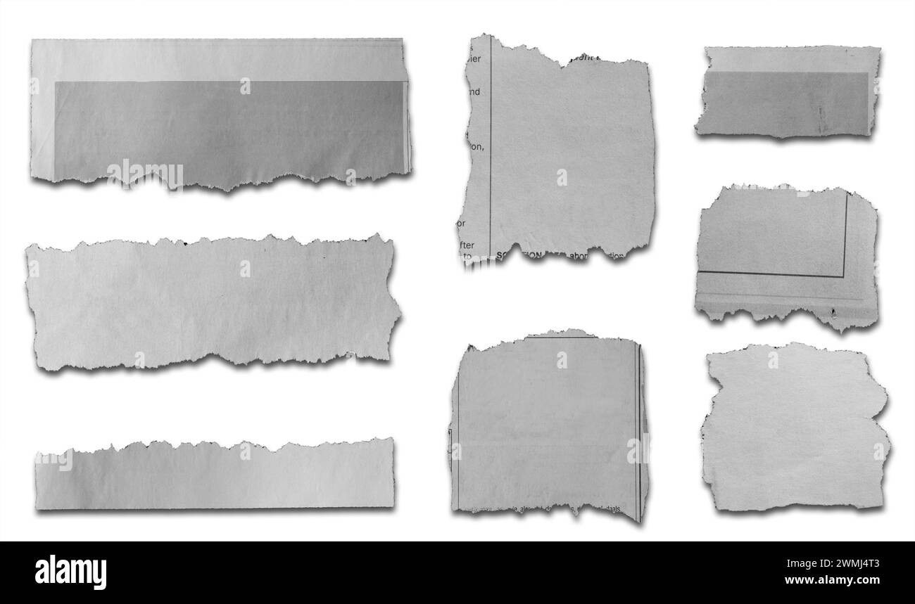 Eight pieces of torn paper on white background Stock Photo - Alamy