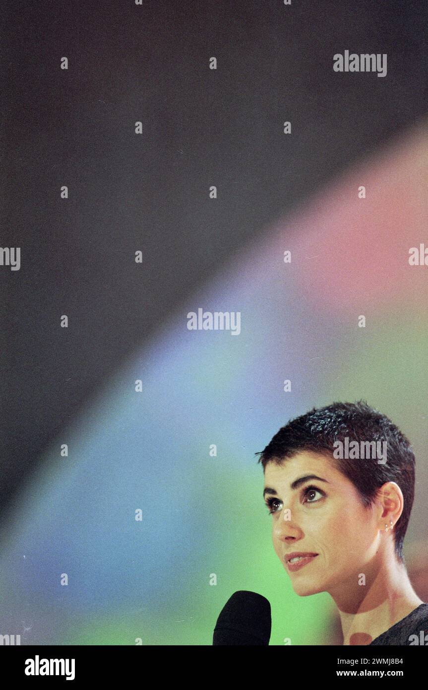 Milan Italy 12/05/1998: Giorgia, Italian singer, during the television show “Super 1998” Stock Photo