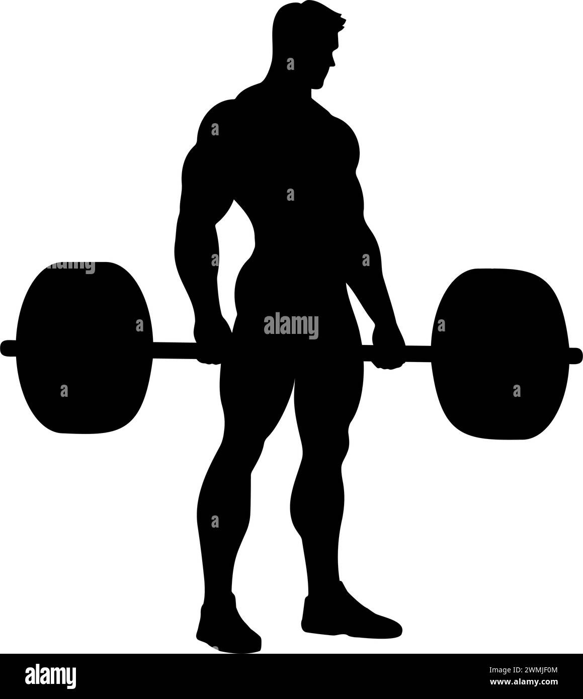 Bodybuilder Lifting a Barbell Silhouette. vector illustration Stock Vector
