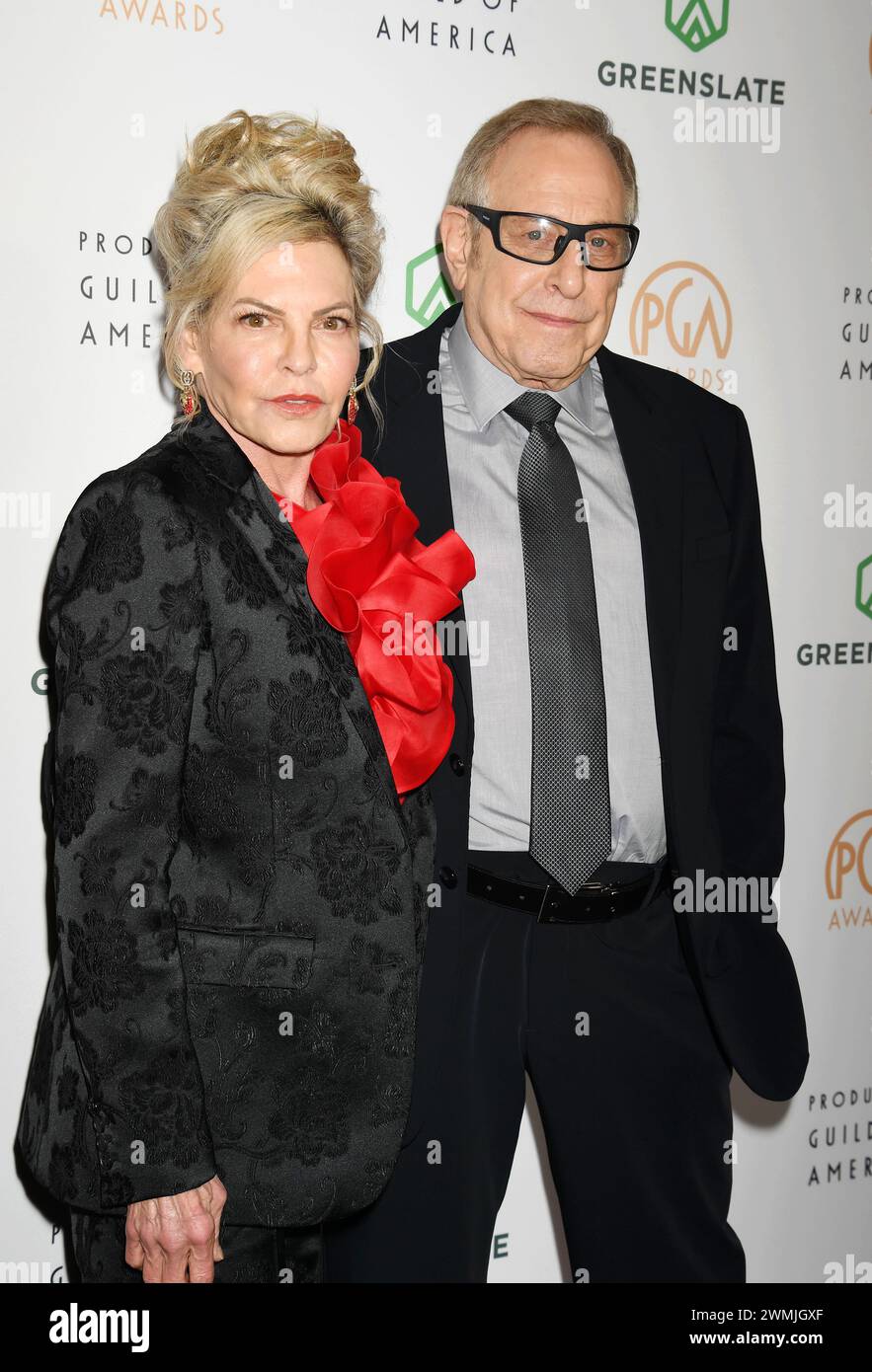 Hollywood, California, USA. 25th Feb, 2024. (L-R) Stephanie Haymes Roven and Charles Roven attend the 35th Annual Producers Guild Awards at The Ray Dolby Ballroom on February 25, 2024 in Hollywood, California. Credit: Jeffrey Mayer/Jtm Photos/Media Punch/Alamy Live News Stock Photo