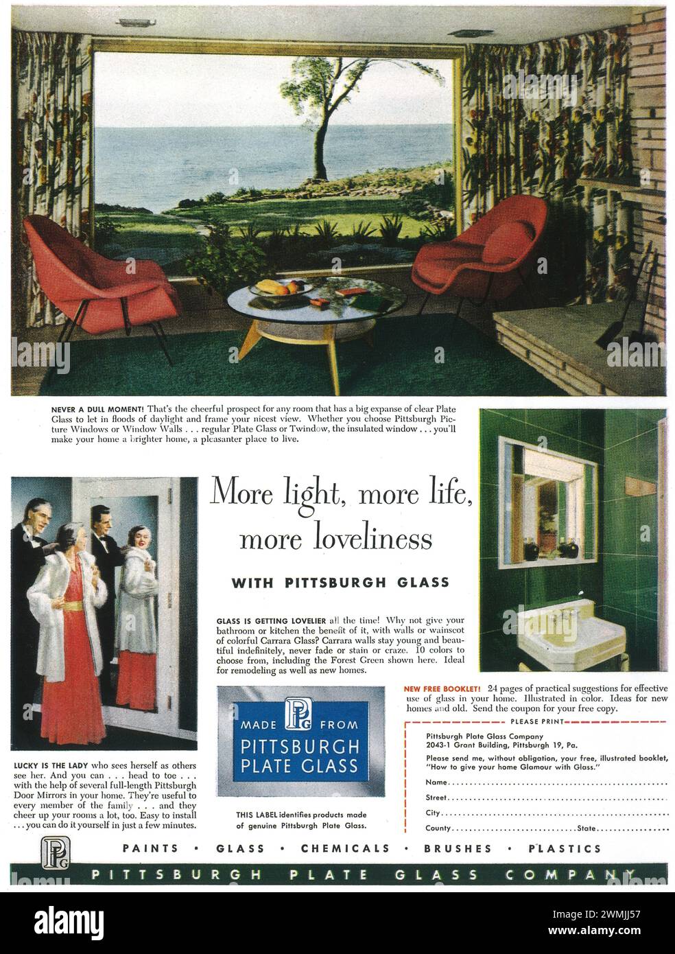1950s Pittsburgh plate glass print ad Stock Photo