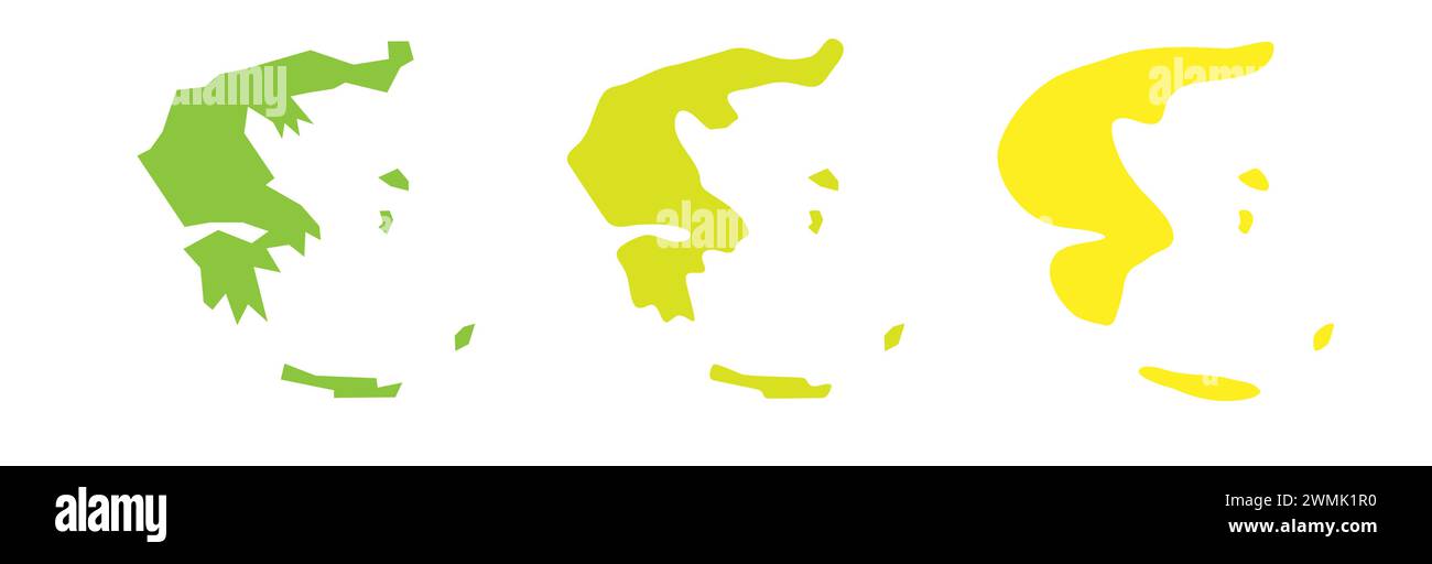 Greece country black outline and colored country silhouettes in three ...