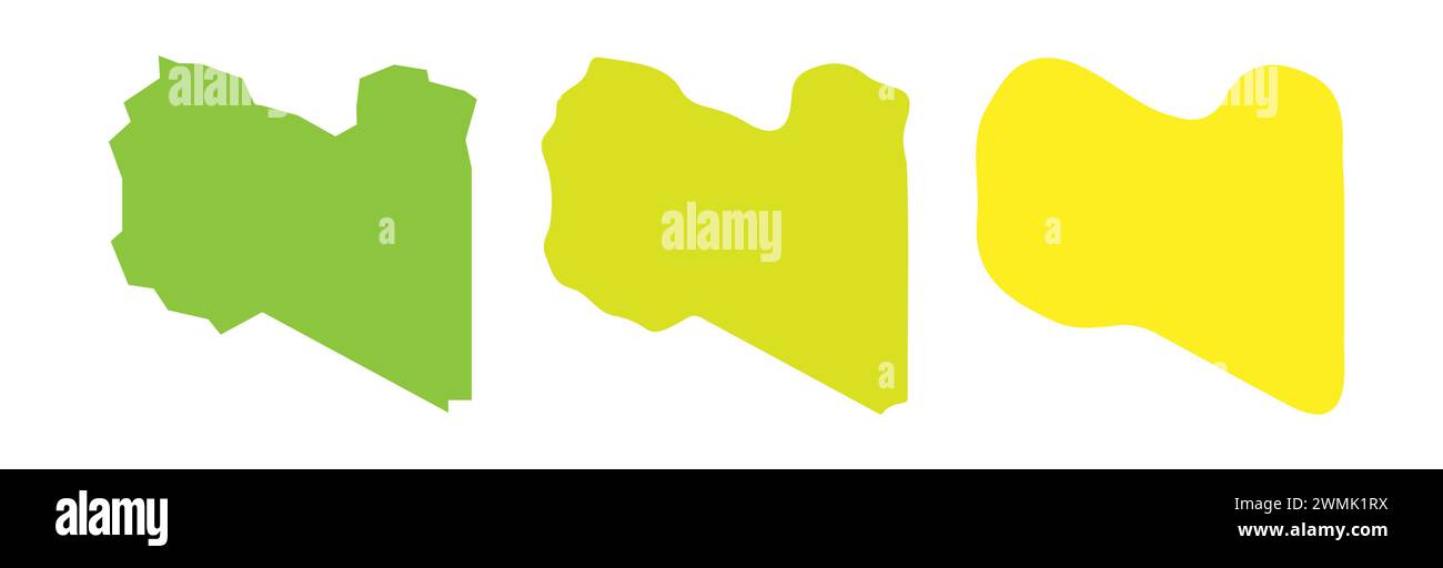 Libya country black outline and colored country silhouettes in three ...