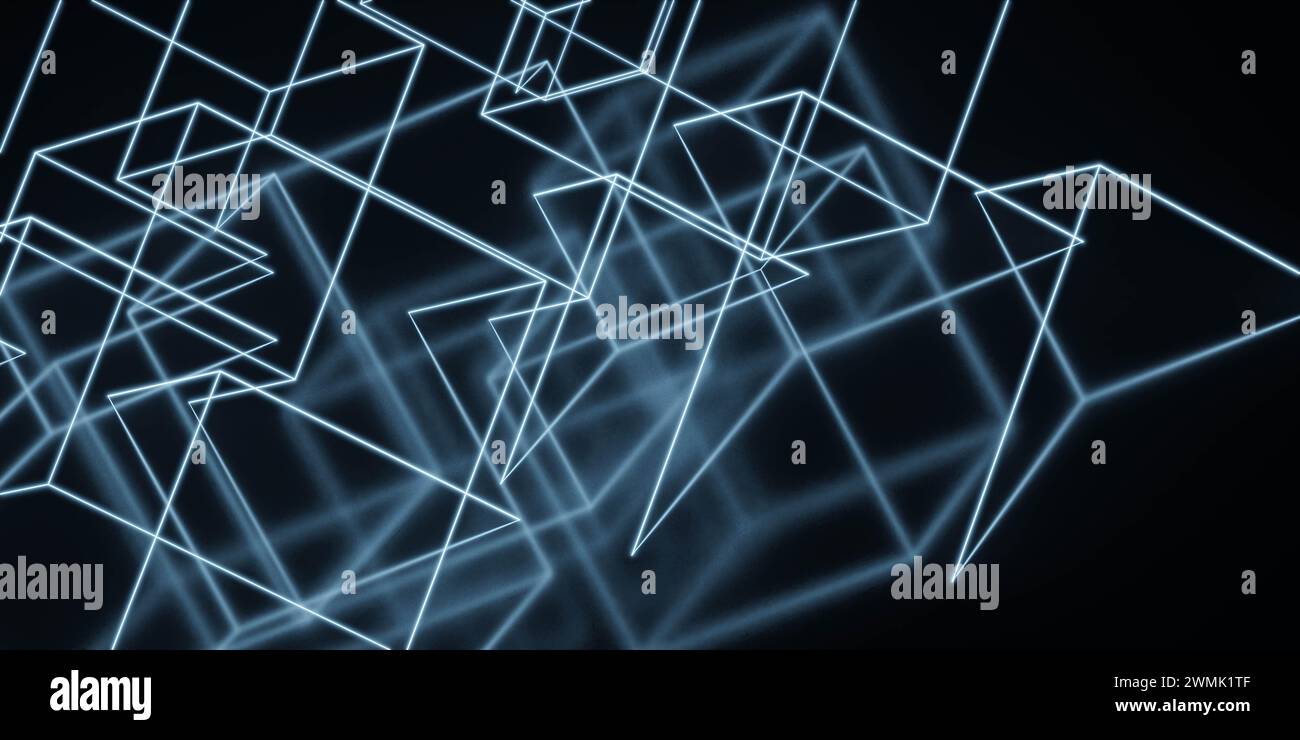 Blue abstract background with lines and shapes 3d render illustration ...