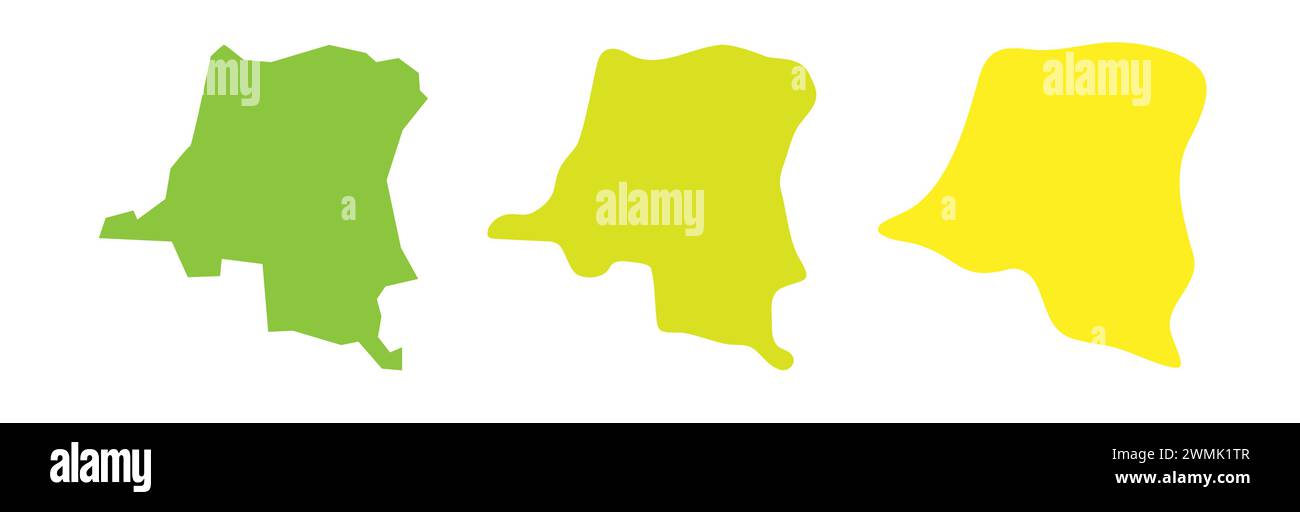 Democratic Republic of the Congo country black outline and colored ...