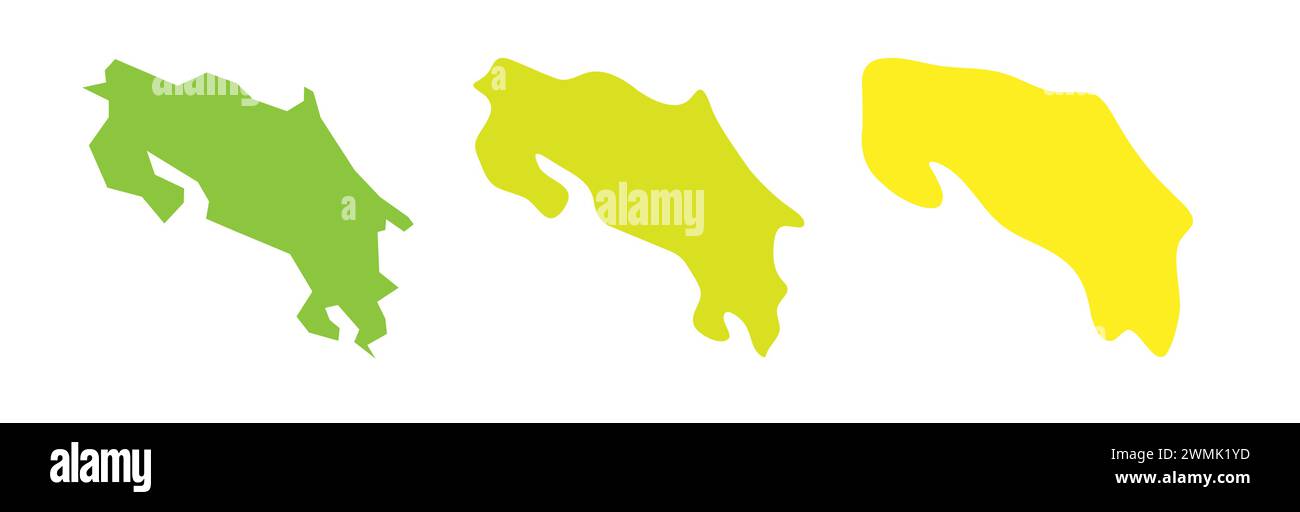 Costa Rica country black outline and colored country silhouettes in ...