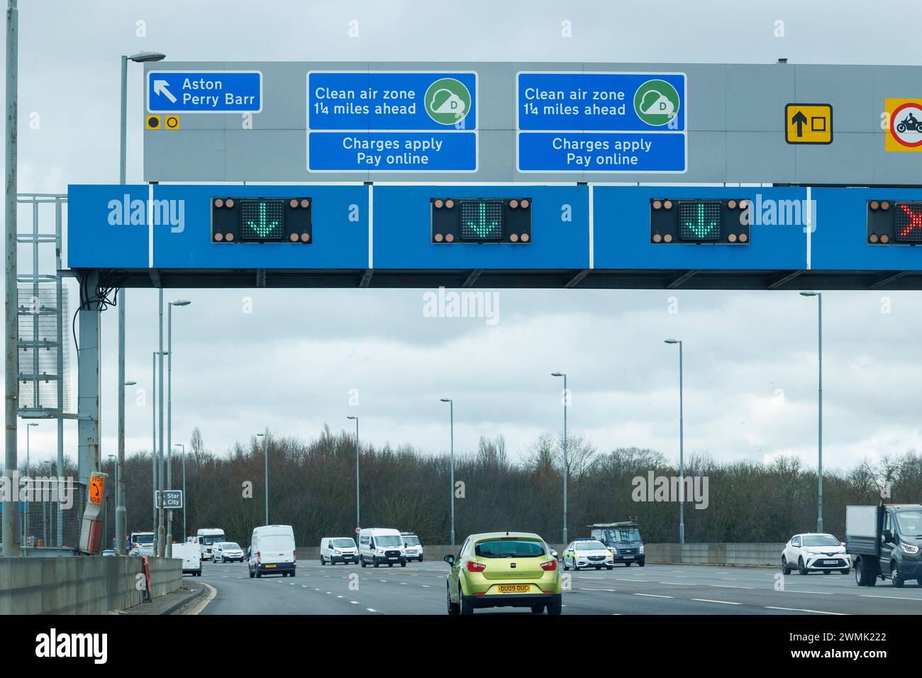 Signage on the A38 Aston Exressway that leading into Birmingham City ...