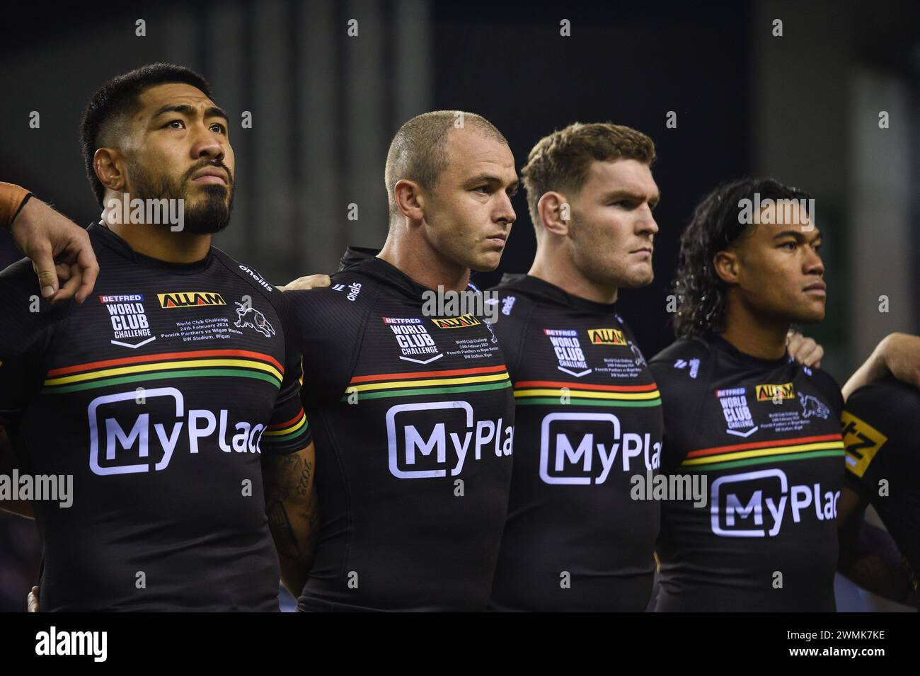 Wigan, England 24th February 2024 Penrith Panthers squad. Rugby