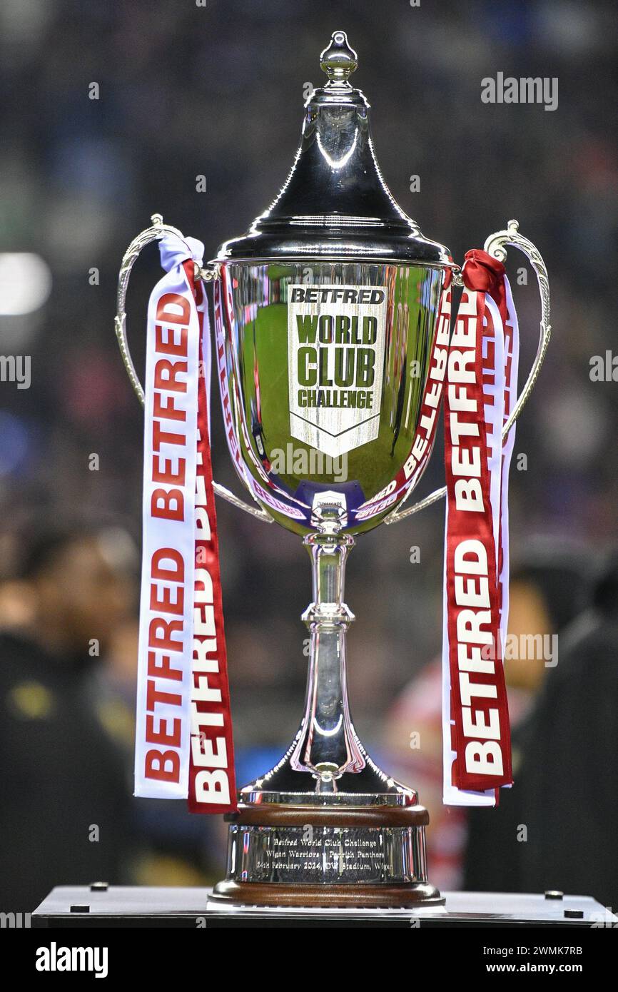 Wigan, England 24th February 2024 Trophy with Cherry and White