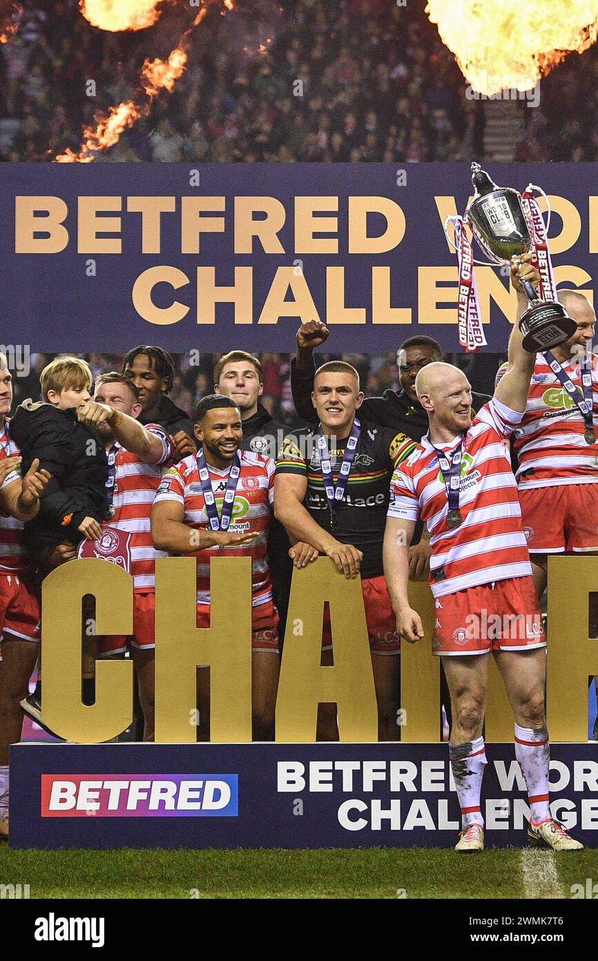 Wigan, England 24th February 2024 Champions Wigan Warriors lift