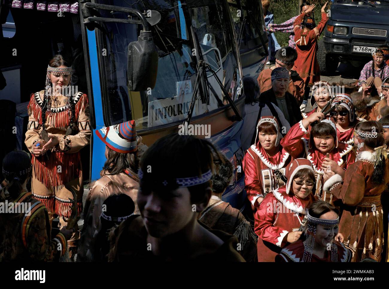 Local indigenous folk dancers at a festival; Petropavlovsk, Kamchatka