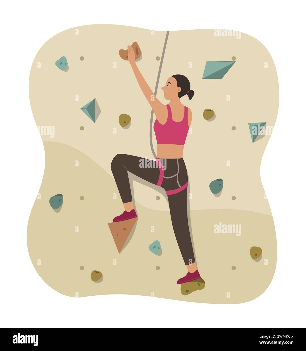 Athlete Woman Exercise with Sport Climbing Concept Illustration Stock Vector
