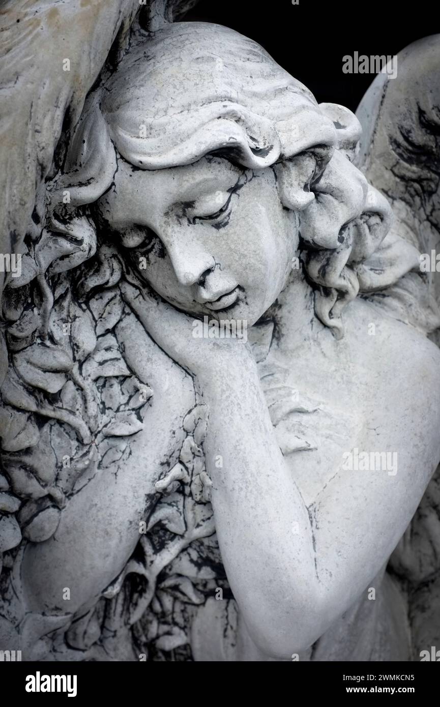 Close-up of a garden statue of an angel Stock Photo