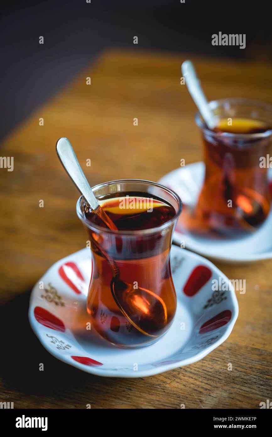 Traditional Turkish tea; Istanbul, Turkey Stock Photo