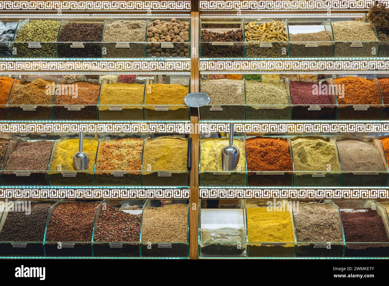 Spice shop at Arasta Bazaar in Istanbul; Istanbul, Turkey Stock Photo