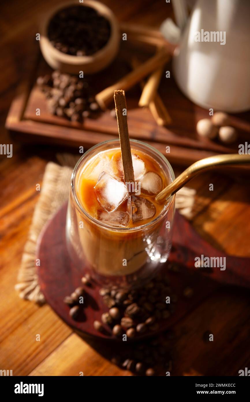 Double espresso with milk hires stock photography and images Alamy