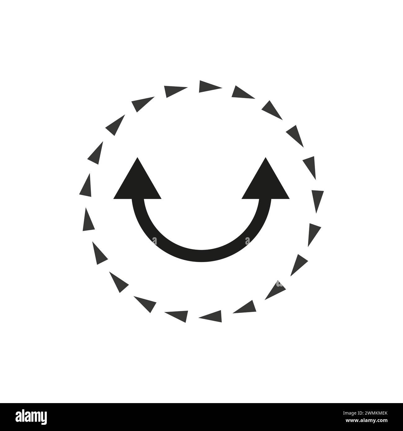 Circular motion cycle icon. Rotation arrows, continuity concept. Simple