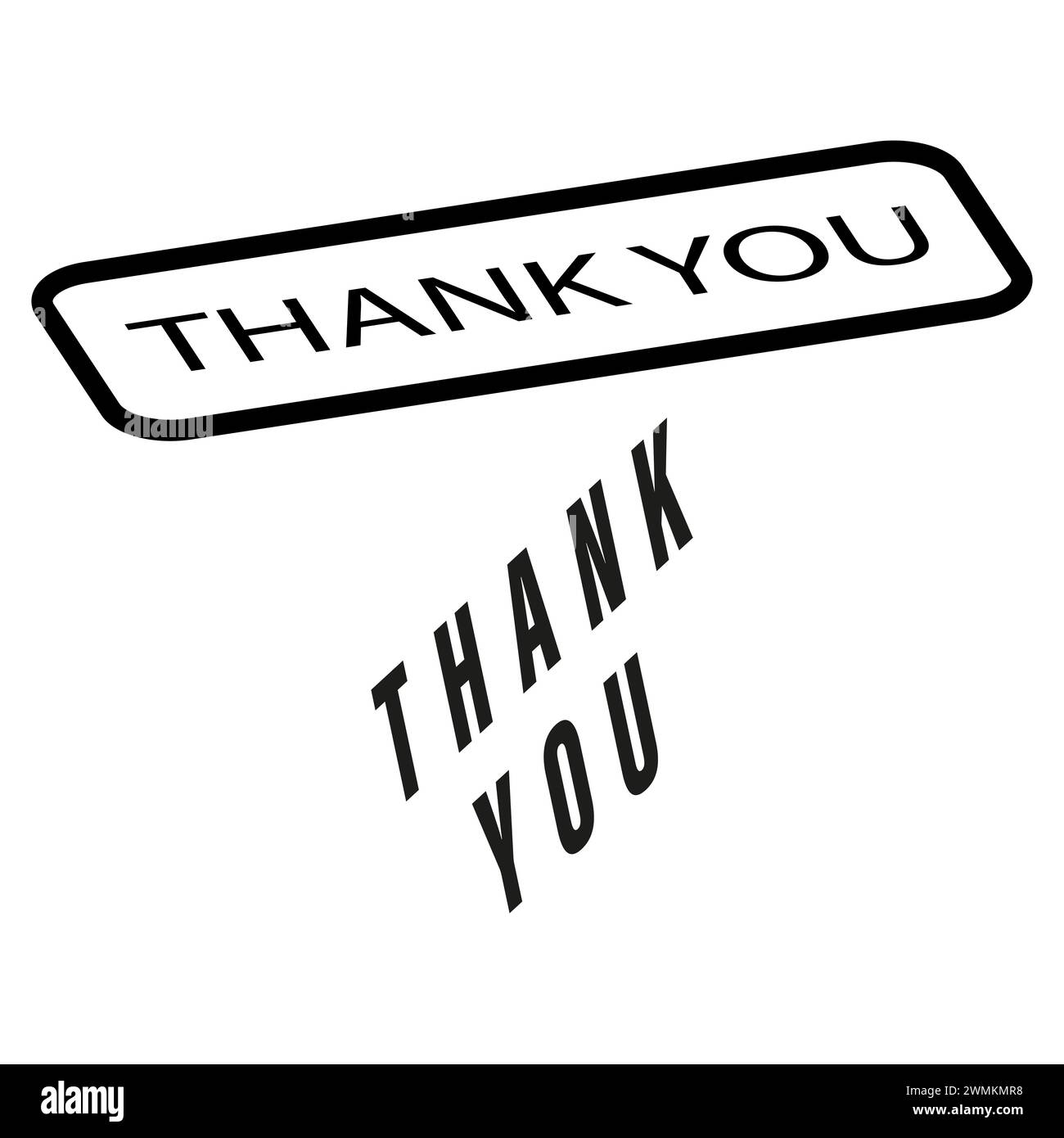 Thank you stamp, shadow reflection. Simple gratitude expression. Vector 
