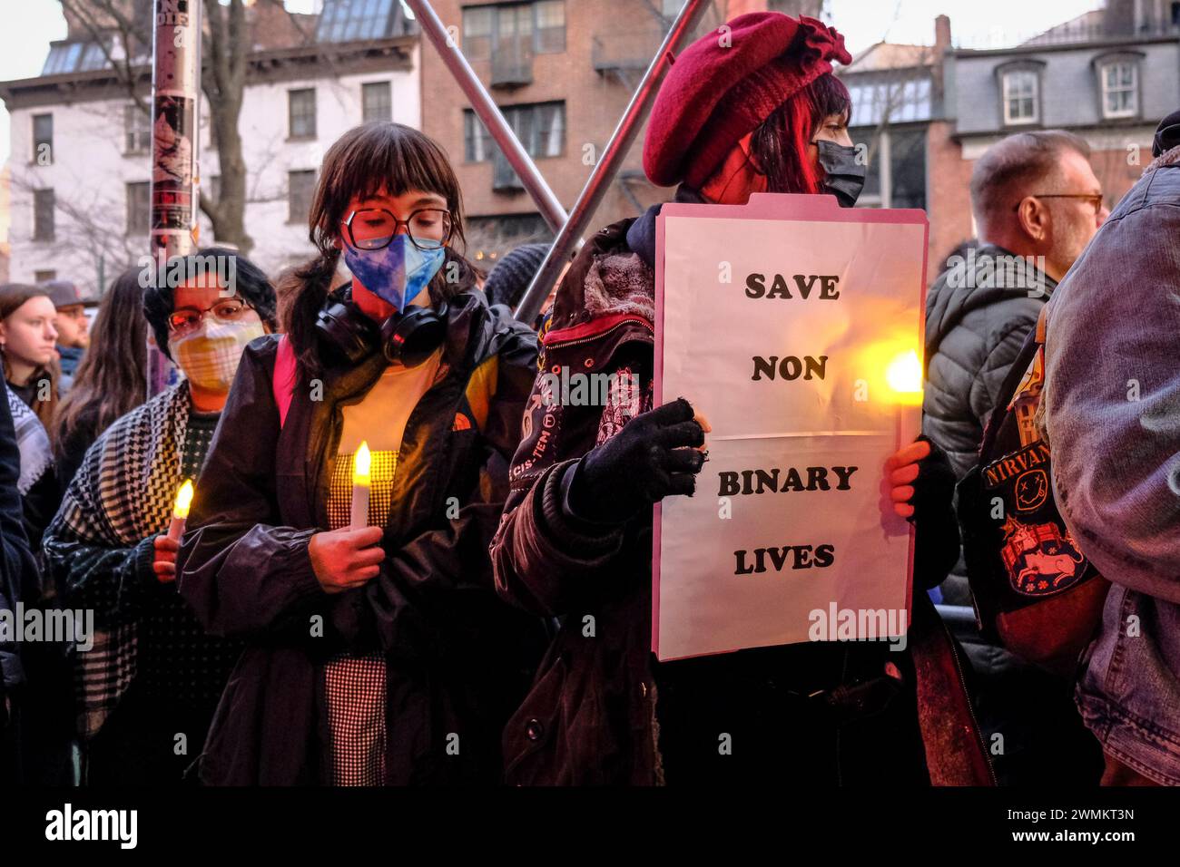 New York City, NY, USA. 26th Feb, 2024. New Yorkers hold vigil for non