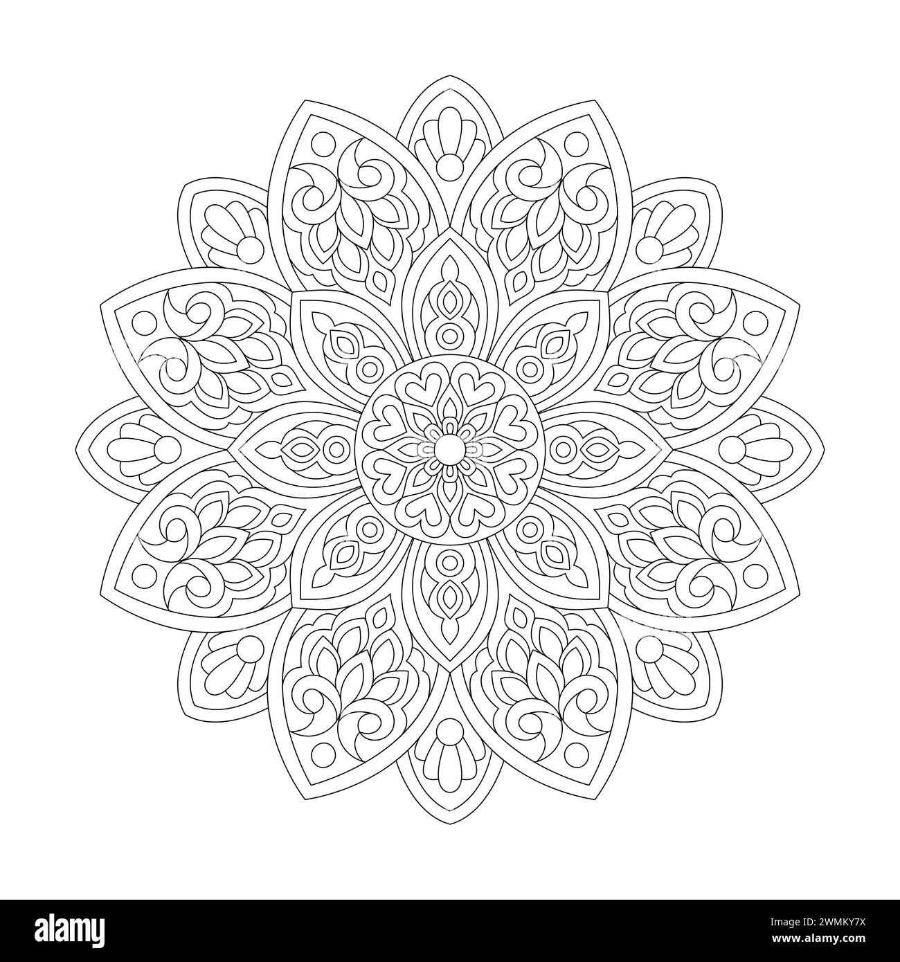 Geometric floral pattern for Coloring book page, vector file Stock Vector