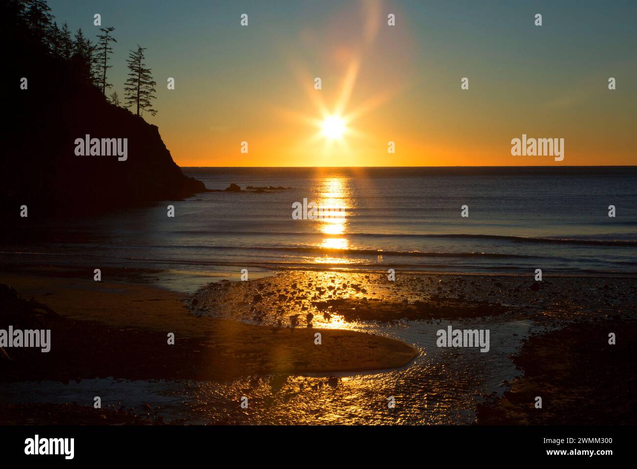 Short Sand Beach sunset, Oswald West State Park, Oregon Stock Photo