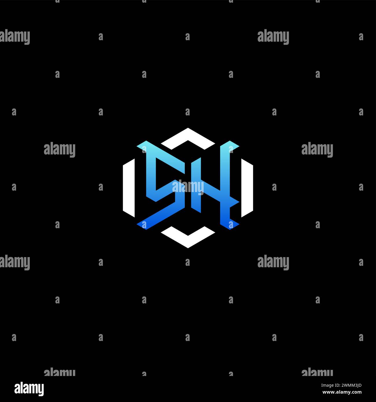 SH initial gaming concept ideas for esport team, twitch, streamer and gamer Stock Vector