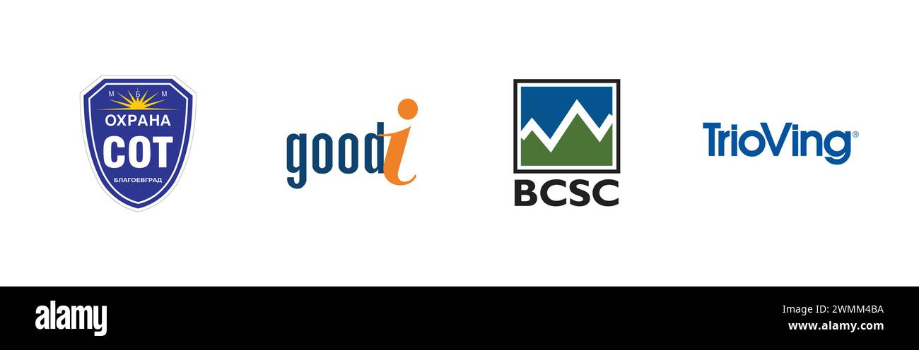 SOT, goodi, TrioVing, BCSC. Editorial vector logo collection. Stock Vector