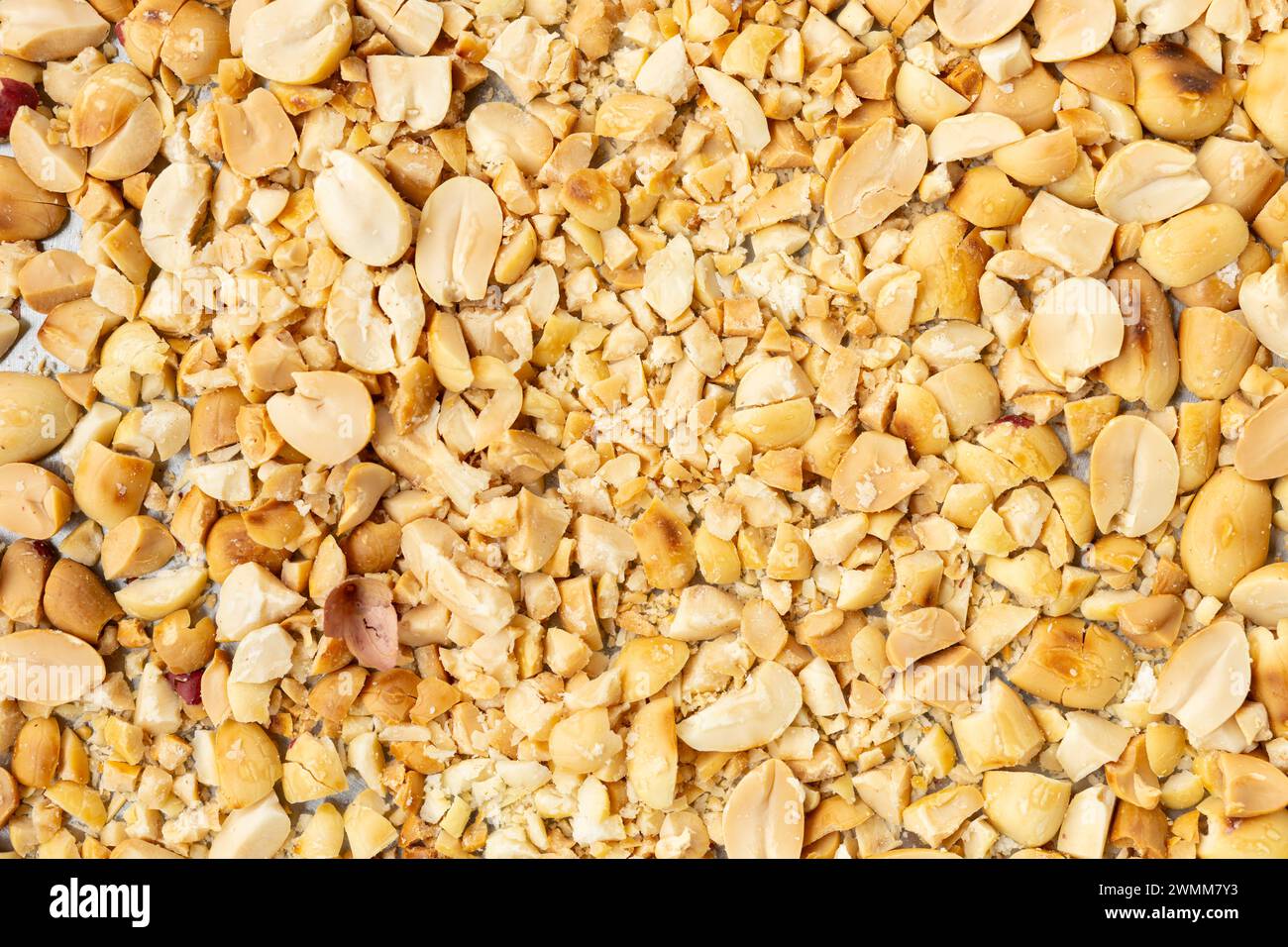 top view ground peanuts as background and texture Stock Photo