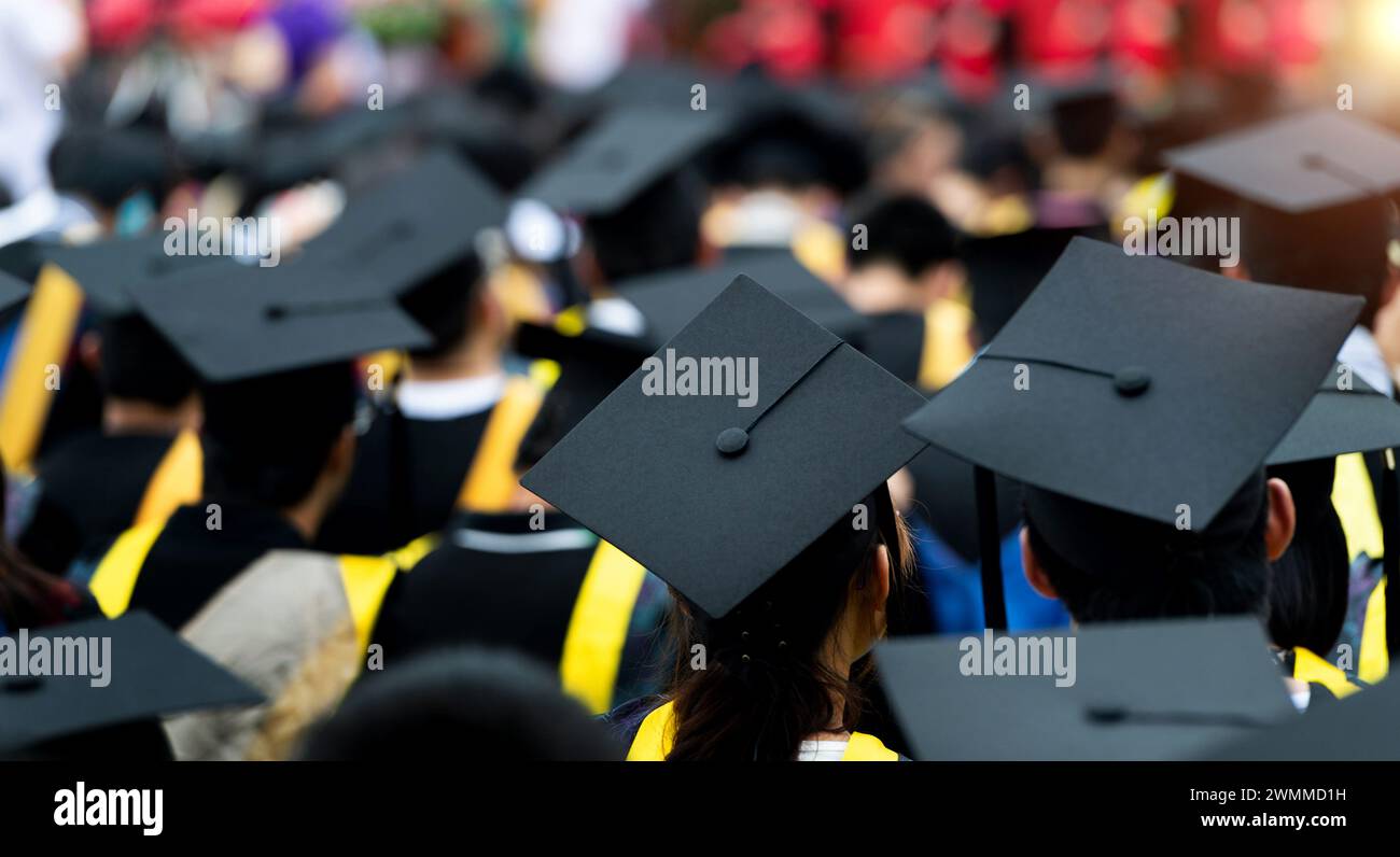 Rear view of graduates during commencement Stock Photo - Alamy
