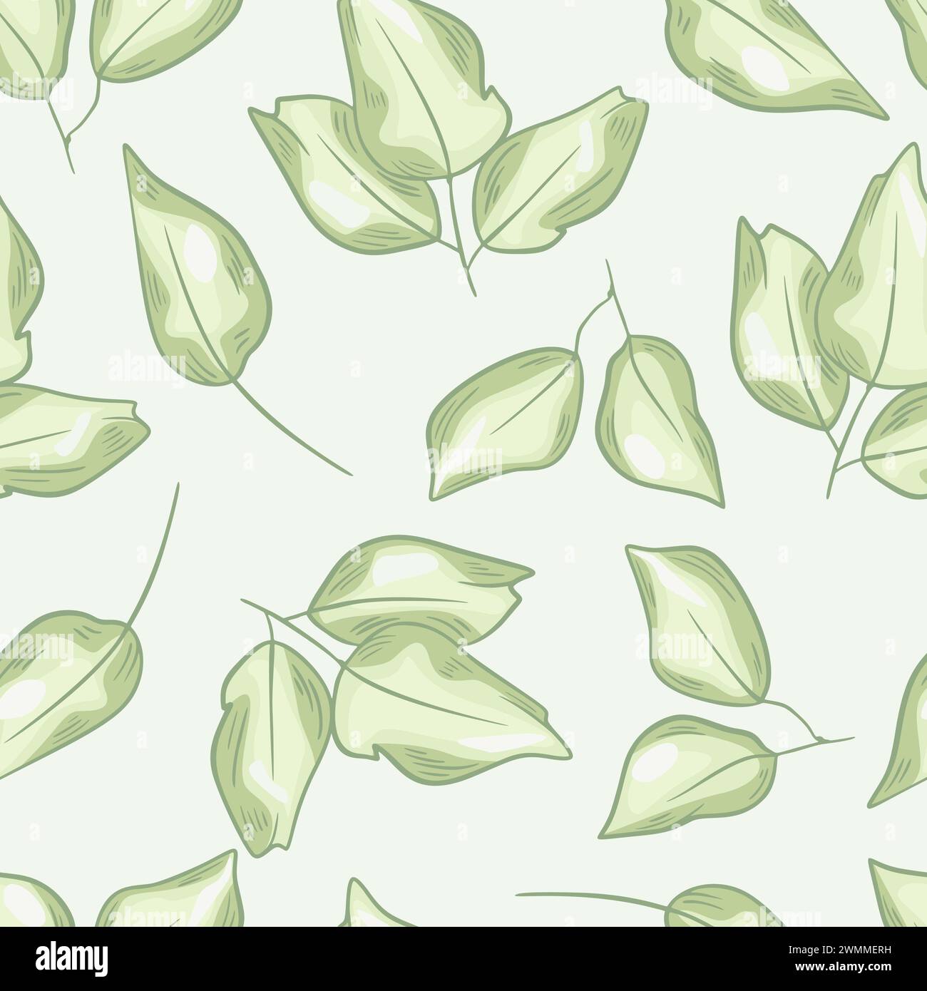 Green Leaves Soft Pastel Nature Seamless Pattern Background Stock Photo ...