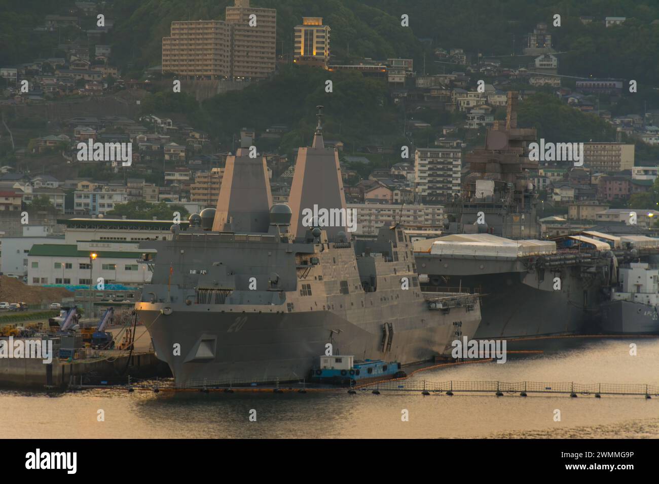 Okinawa, Japan - 12 May, 2016 : View of the USS Green Bay, an amphibious transport dock ship berthed at the Naha port in Okinawa. Stock Photo