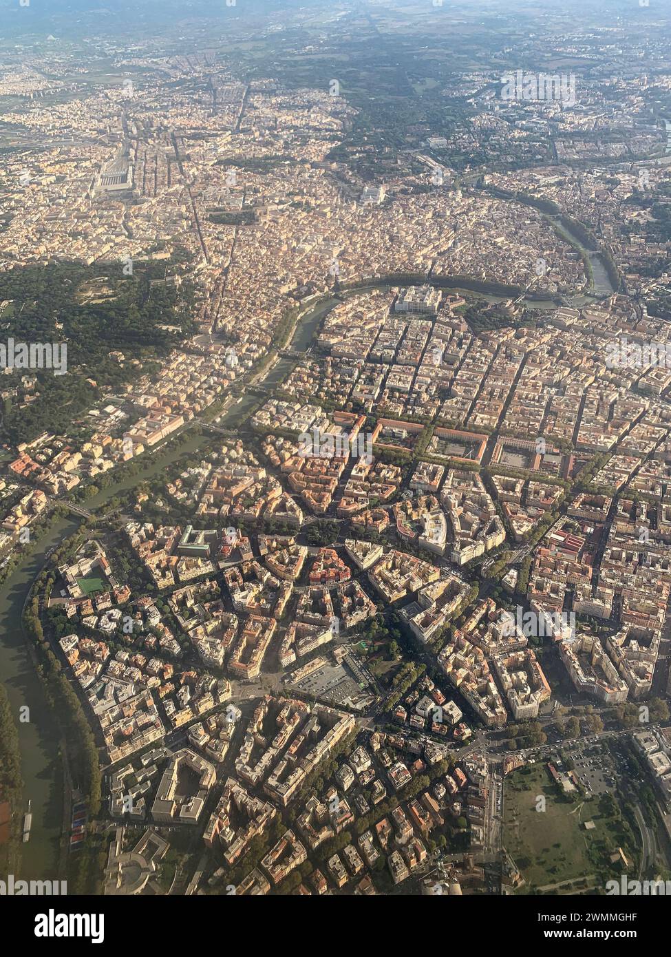 Rome city center and Tiber river. Aeriel view. Rome, Italy Stock Photo