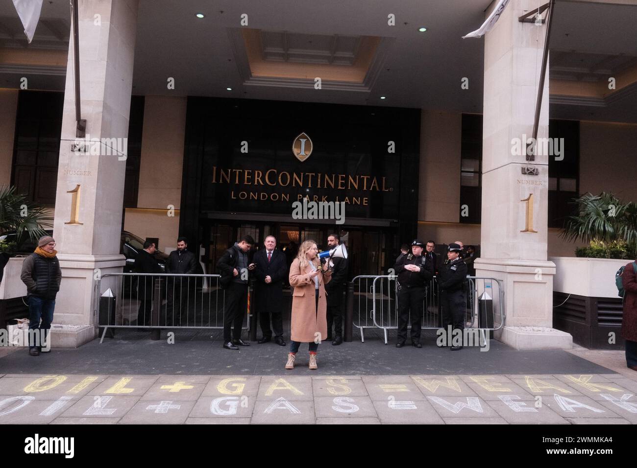 London, UK. 27 FEB, 2024. Protest against the International Energy Week ...