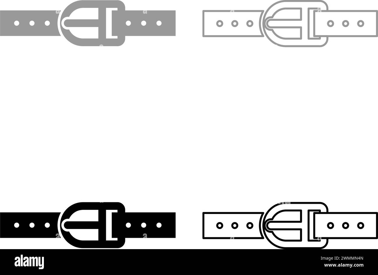 Pants belt leather strapping with buckle trouser set icon grey black color vector illustration image simple solid fill outline contour line thin flat Stock Vector