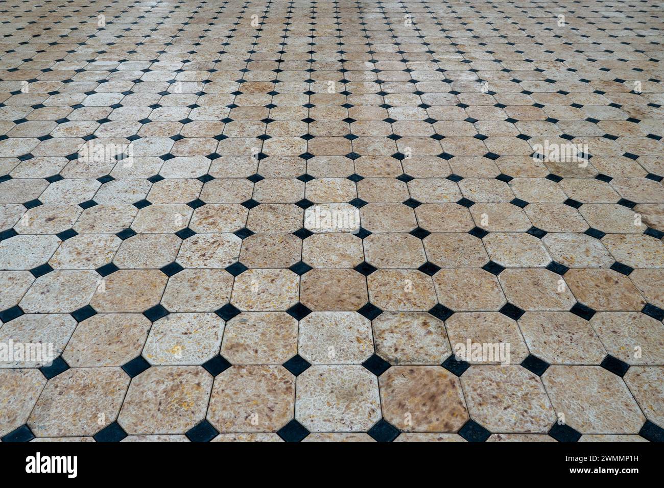 Marble floor tile pattern. Pavement on the street Stock Photo