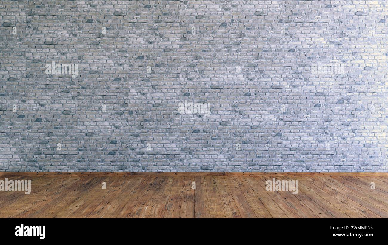 Grey brick wall background, Old gray brickwall grunge texture 3d render. Stock Photo