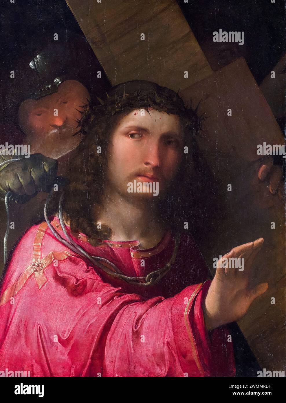 Altobello Melone, Christ Carrying the Cross, painting in oil on wood, circa 1515 Stock Photo